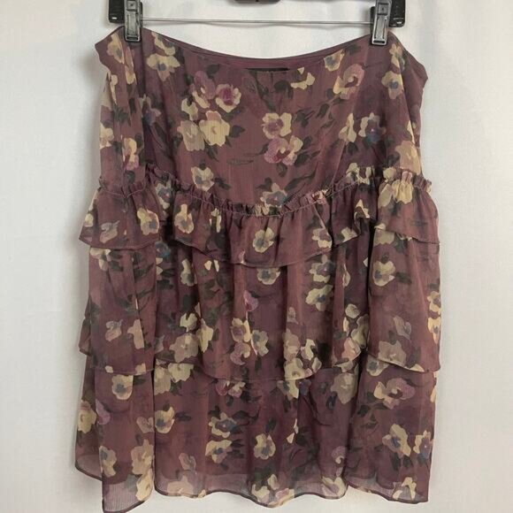Lauren Ralph Lauren Floral Crinkle Georgette Purple Skirt Size 14W NWT - Picture 3 of 10